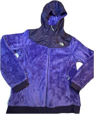The North Face Oso Osito Hoodie Silken Fleece Full Zip Jacket Sz Large Purple